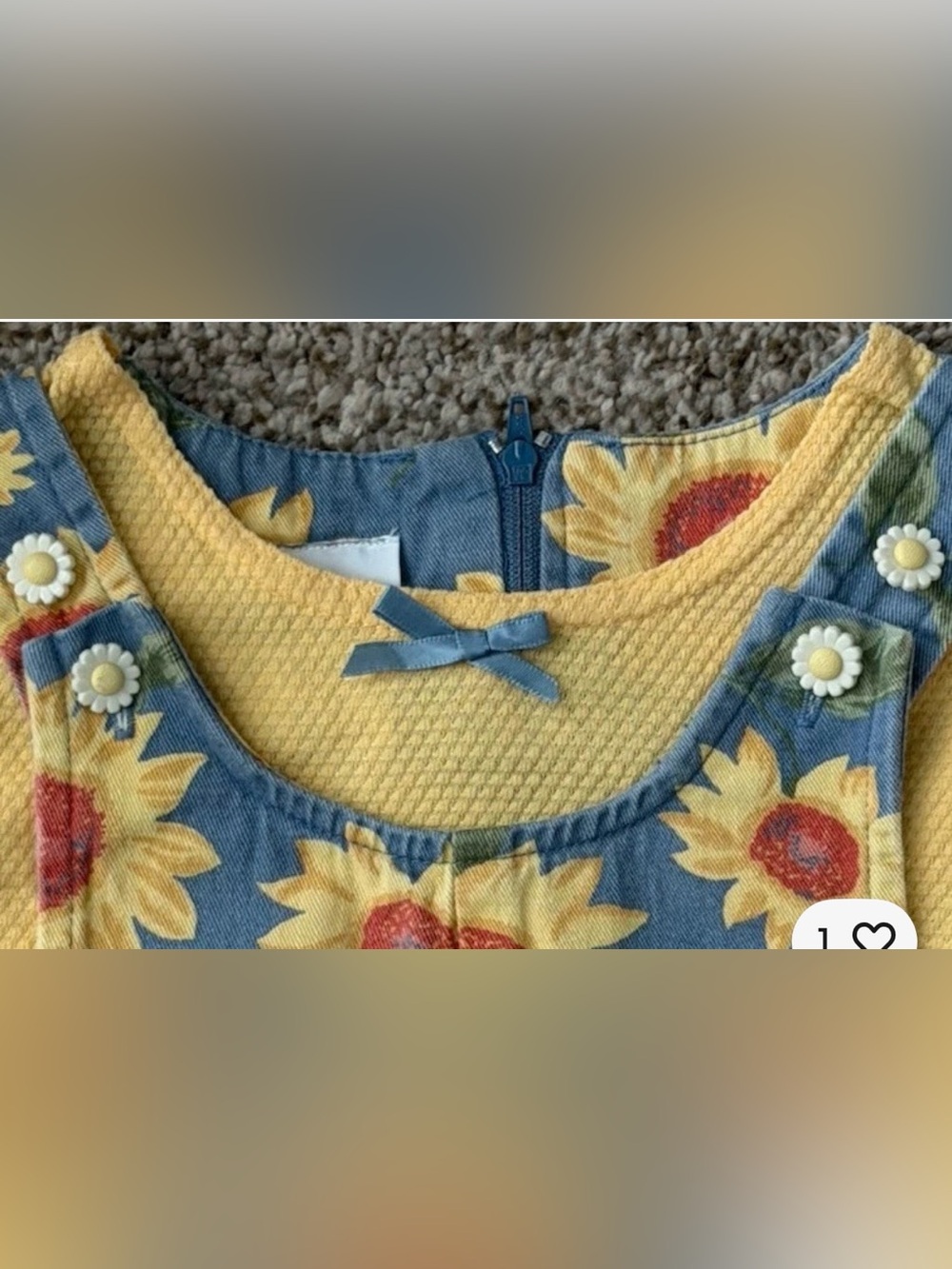 VTG Y2K Girls 6 Ally B San Francisco Sunflower Romper Set Retro Boho Floral 1 Pc - Picture 6 of 6